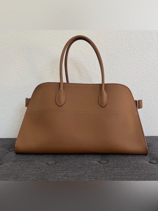 The Row Handbags - The Row Pebbled Leather Satchel in Cognac Brown